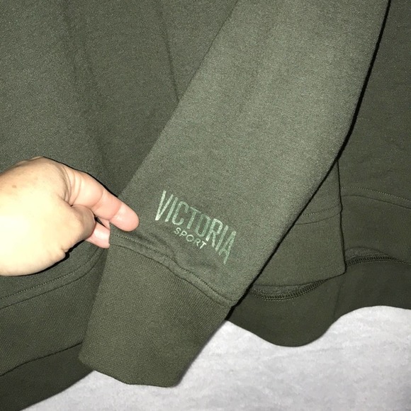 Victoria’s Secret Sport pullover sweatshirt olive green sexy open back XS loose - Picture 3 of 7